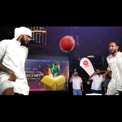 EX Sports Rewards NFT holder with meeting Barcelona Legend Dani Alves and street football superstar Sean Garnier
